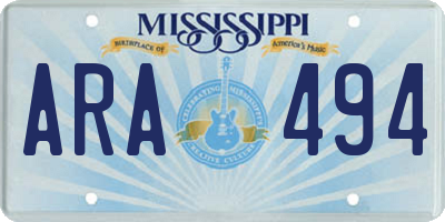MS license plate ARA494