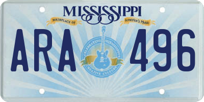 MS license plate ARA496