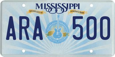 MS license plate ARA500
