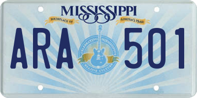 MS license plate ARA501