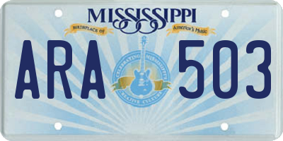 MS license plate ARA503
