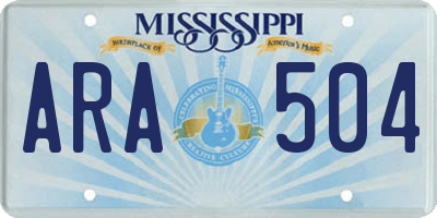 MS license plate ARA504