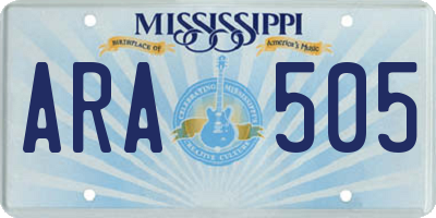MS license plate ARA505