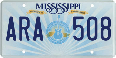 MS license plate ARA508