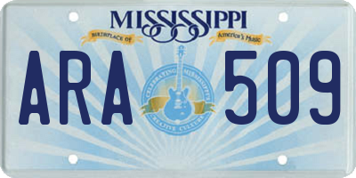 MS license plate ARA509