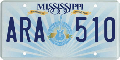 MS license plate ARA510
