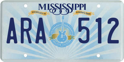 MS license plate ARA512