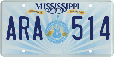 MS license plate ARA514