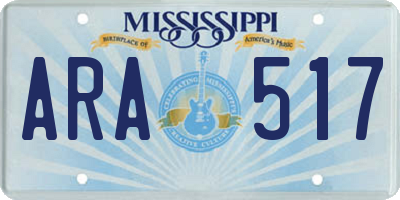 MS license plate ARA517