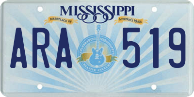 MS license plate ARA519