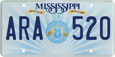 MS license plate ARA520