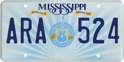 MS license plate ARA524