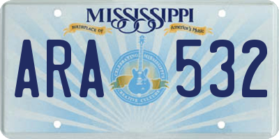MS license plate ARA532