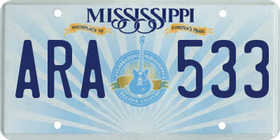 MS license plate ARA533