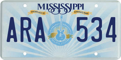 MS license plate ARA534