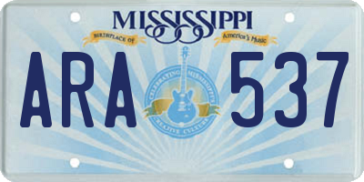 MS license plate ARA537