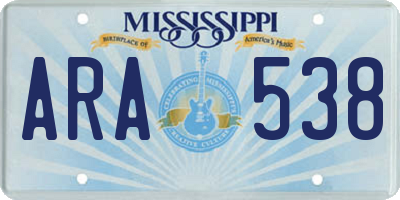 MS license plate ARA538