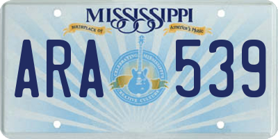 MS license plate ARA539