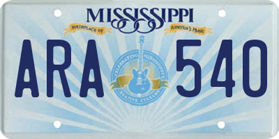 MS license plate ARA540