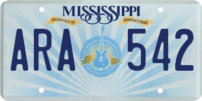 MS license plate ARA542