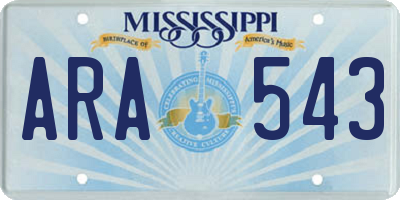 MS license plate ARA543