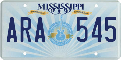 MS license plate ARA545