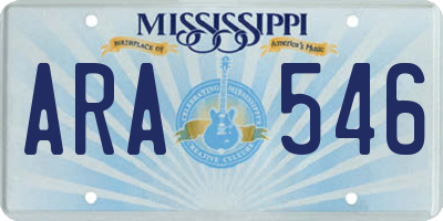 MS license plate ARA546