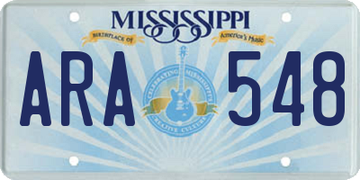 MS license plate ARA548