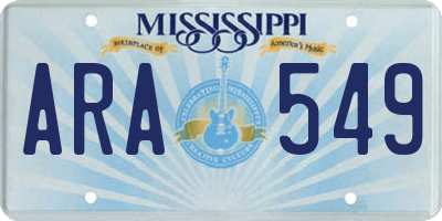MS license plate ARA549