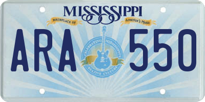 MS license plate ARA550