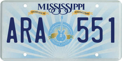 MS license plate ARA551