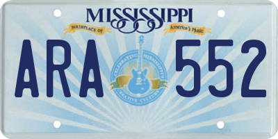 MS license plate ARA552