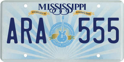 MS license plate ARA555