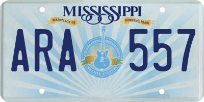MS license plate ARA557