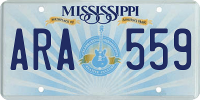 MS license plate ARA559