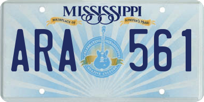 MS license plate ARA561