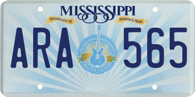 MS license plate ARA565