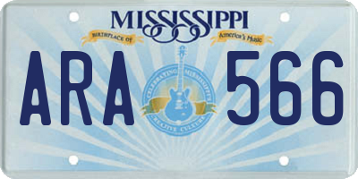 MS license plate ARA566