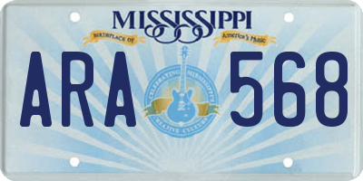 MS license plate ARA568