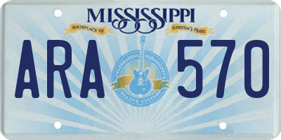 MS license plate ARA570