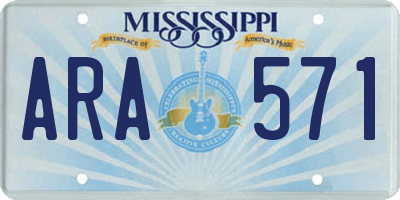 MS license plate ARA571