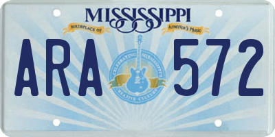 MS license plate ARA572