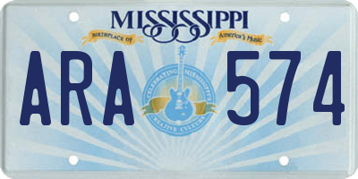 MS license plate ARA574