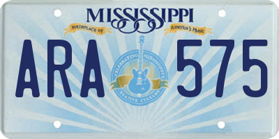 MS license plate ARA575