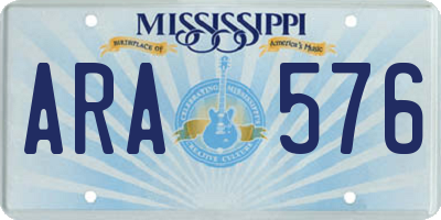 MS license plate ARA576