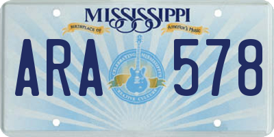 MS license plate ARA578