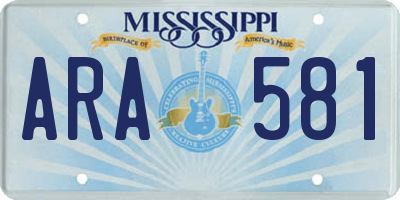 MS license plate ARA581