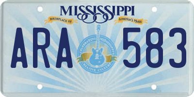 MS license plate ARA583