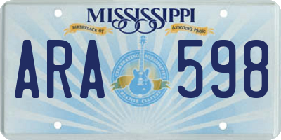 MS license plate ARA598