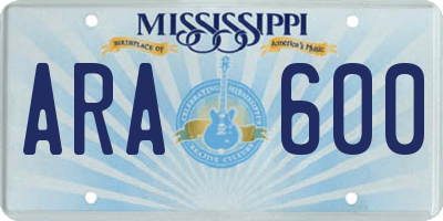 MS license plate ARA600